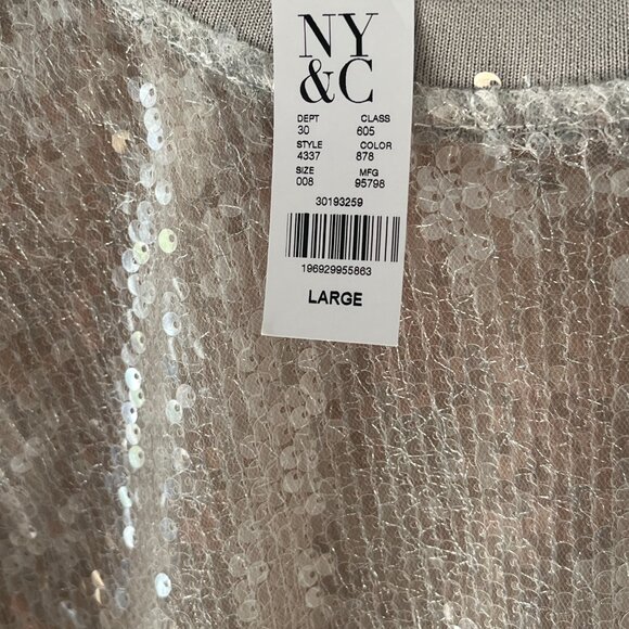 New York & Co / NY & C NWT Size Large Iridescent sequins long Sleeve Holiday - Picture 4 of 7